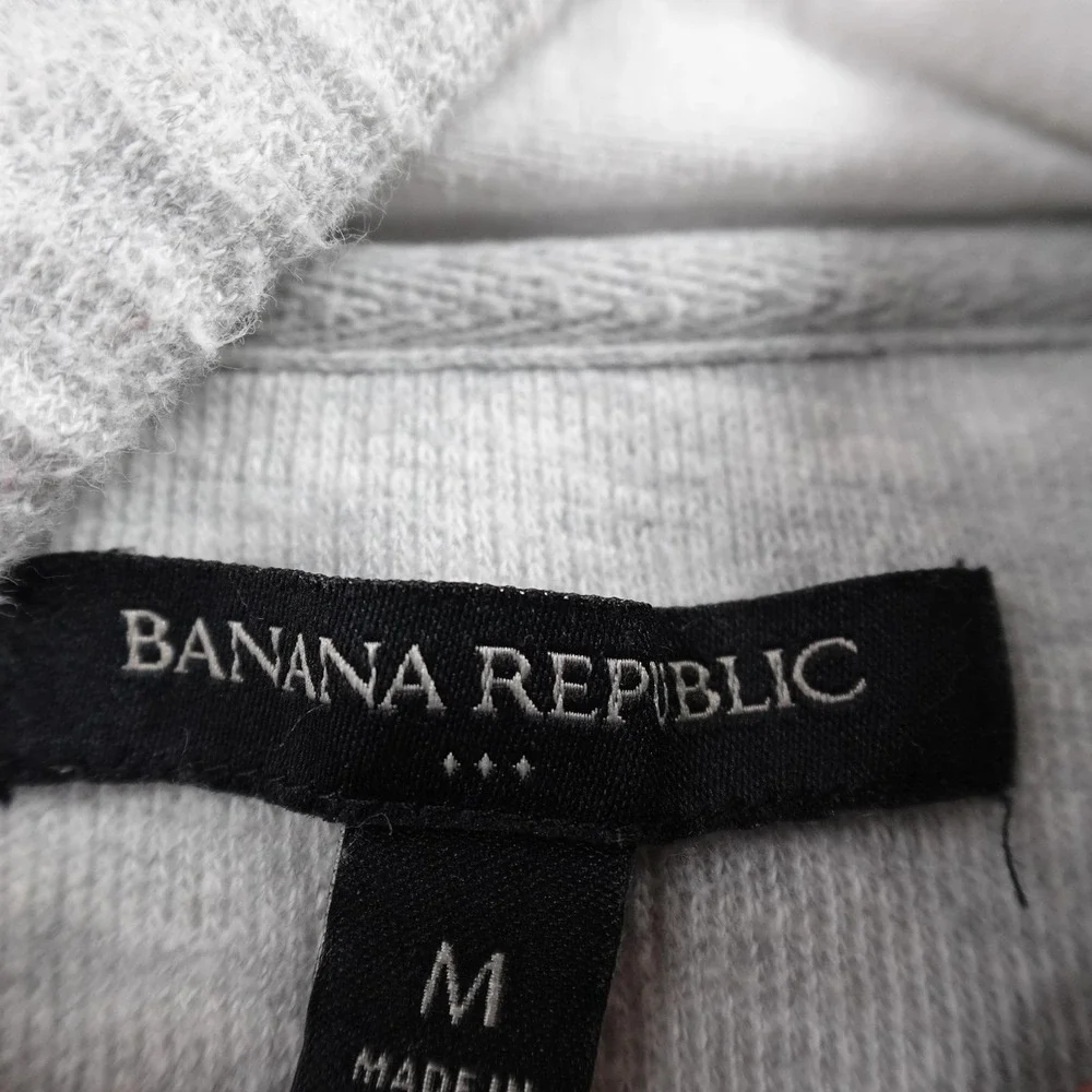 Banana Republic Hoodie Mens M‎ Gray Heather Henley Pullover Sweatshirt Preppy